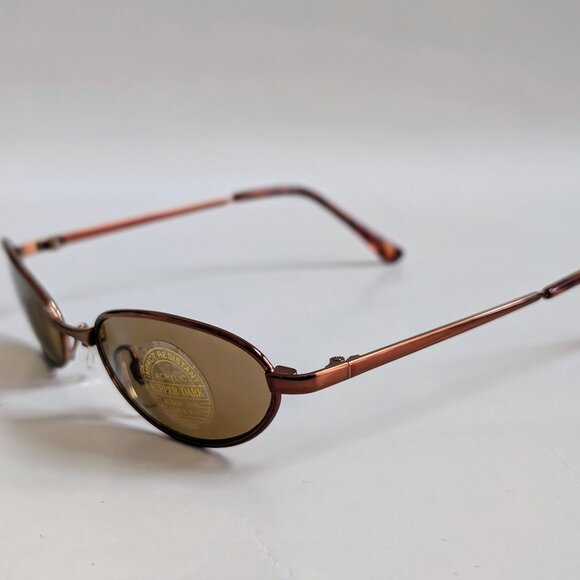NWT Vintage 90's Small Oval Metal Sport Sunglasses (S. Brown) - Picture 3 of 5